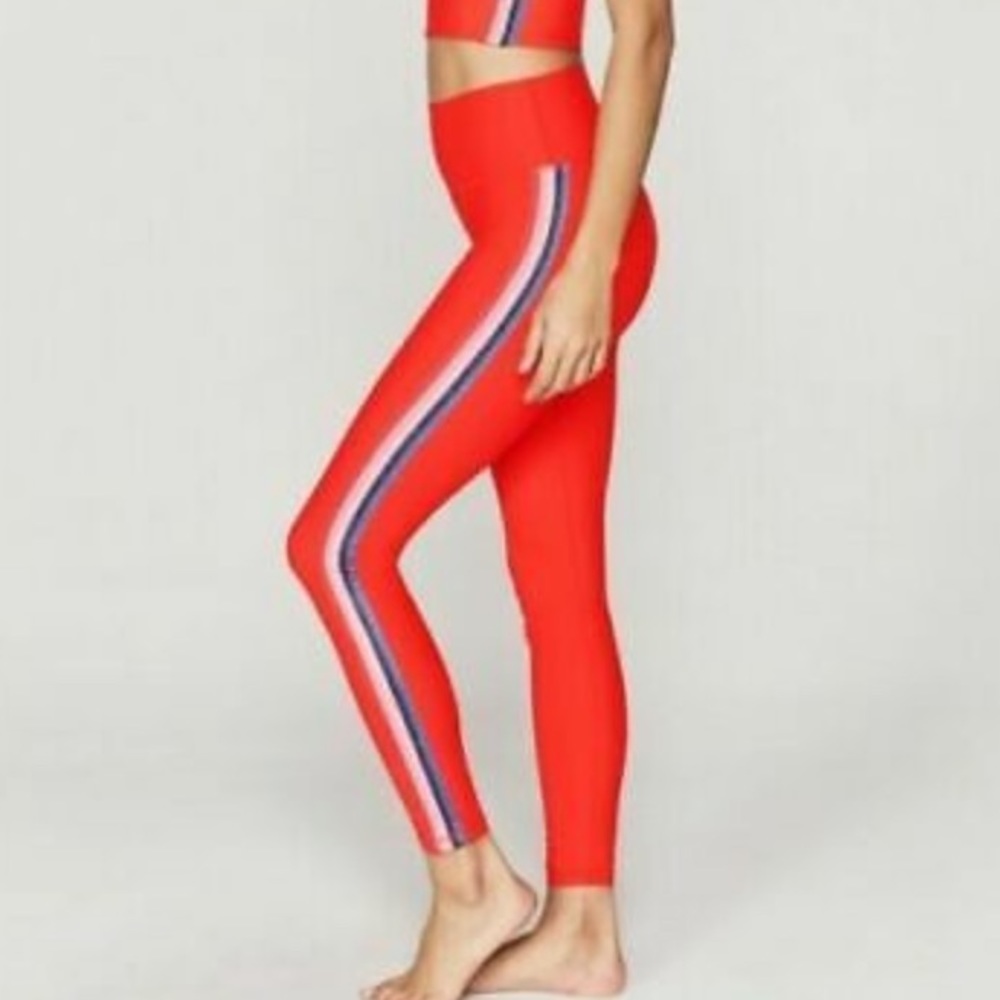 Spiritual Gangster Red Rainbow Stripe Yoga High Waist 7/8 Legging XS like new